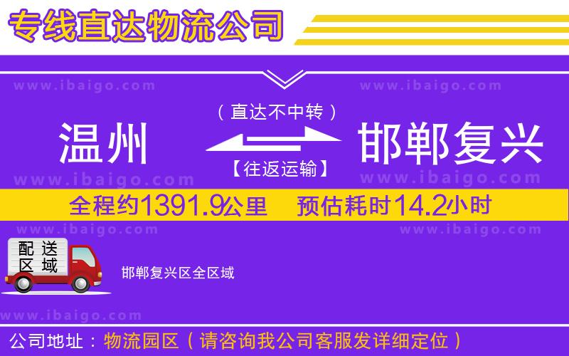 溫州到邯鄲復(fù)興區(qū)物流專(zhuān)線(xiàn)