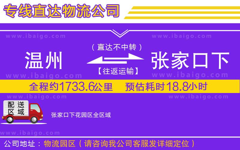 溫州到張家口下花園區(qū)物流專線