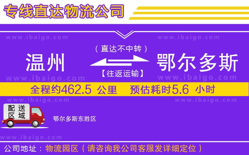 溫州到鄂爾多斯貨運